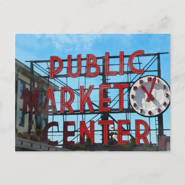 Carte Postale Public Market Center à Seattle Washington (Devant)