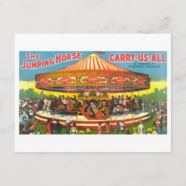 Carte postale publicitaire Carrousel vintage (Devant)