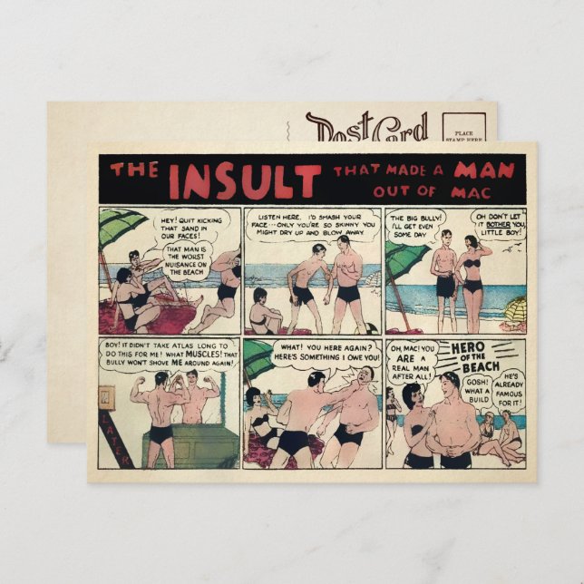 Carte postale publicitaire de muscle vintage (Devant / Derrière)