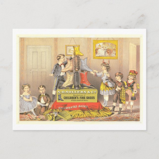 Carte Postale Publicité ancienne pour des chaussures de luxe pou (Devant)