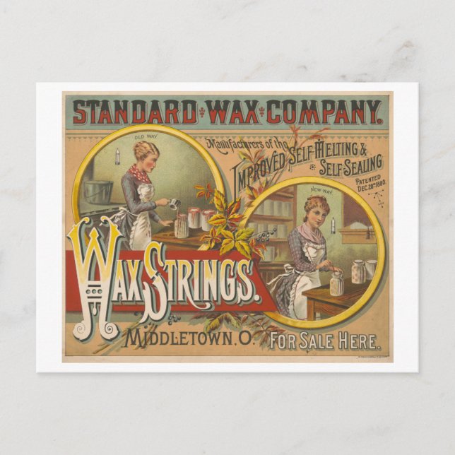 Carte Postale Publicité ancienne pour les cordes de cire Standar (Devant)