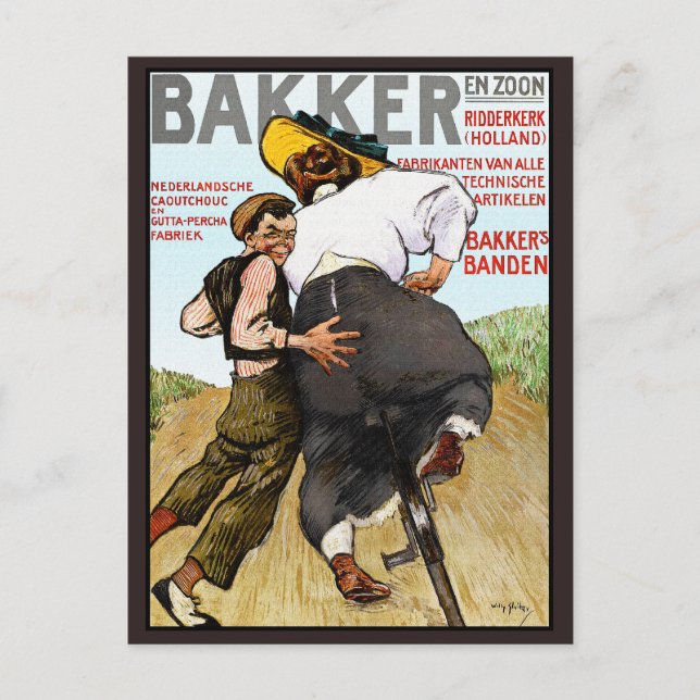 Carte postale : Publicité ancienne pour pneus de v (Devant)