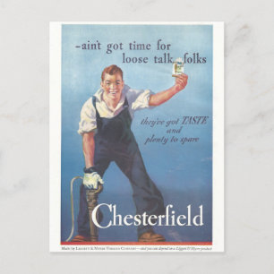 Carte Postale Publicité Chesterfield Cigarettes vintage