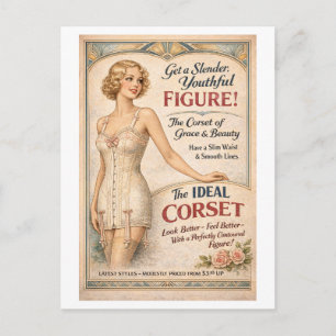 Carte Postale Publicité de corset vintage des années 1930