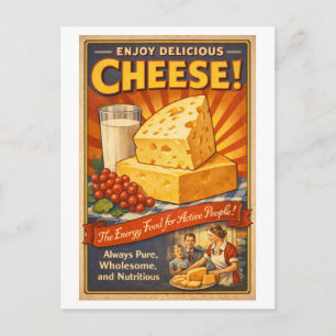 Carte Postale Publicité de fromage de style vintage