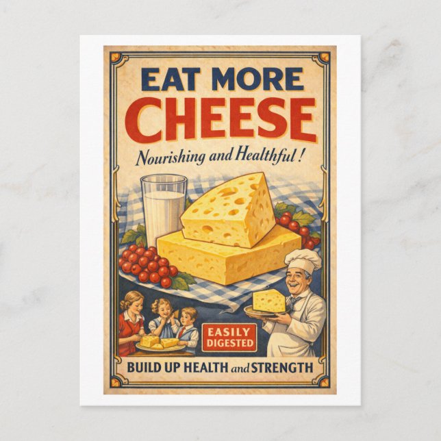 Carte Postale Publicité de fromage de style vintage (Devant)