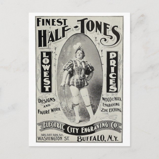 Carte Postale "Publicité de gravure de la ville électrique" (Devant)