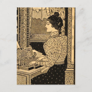 Carte Postale Publicité de machine à écrire Art nouveau vintage