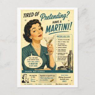 Carte Postale Publicité de martini de style vintage sarcastique