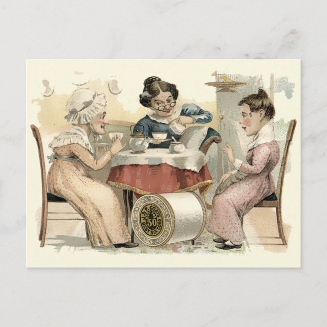 Carte Postale Publicité de Tea Party de l'époque victorienne vin (Devant)