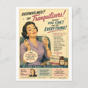 Carte Postale Publicité de tranquillisants sur le ton de la moqu