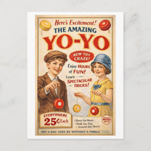 Carte Postale Publicité de yo-yo de style vintage
