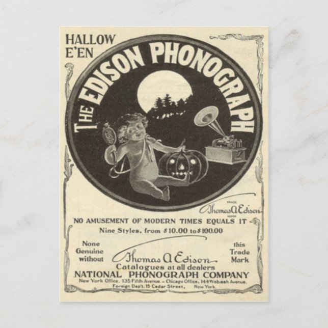 Carte Postale Publicité d'Halloween du phonographe Edison Citrou (Devant)