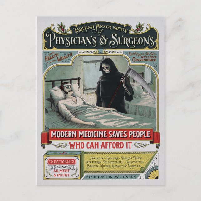 Carte Postale Publicité en médecine vintage (Devant)