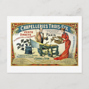 Carte Postale Publicité française vintage - Chapelleries1890