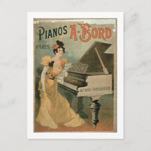 Carte Postale Publicité pour 'A. Bord Pianos, Paris' (couleur