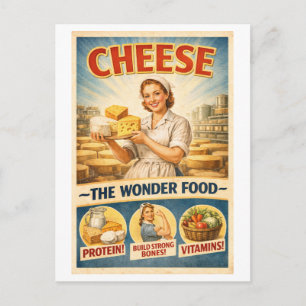 Carte Postale Publicité pour fromage de style vintage des années