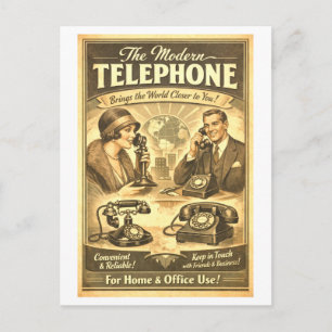 Carte Postale Publicité pour téléphone de style vintage