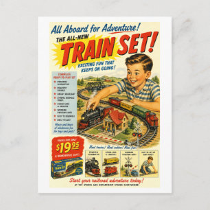Carte Postale Publicité pour un train miniature de style vintage