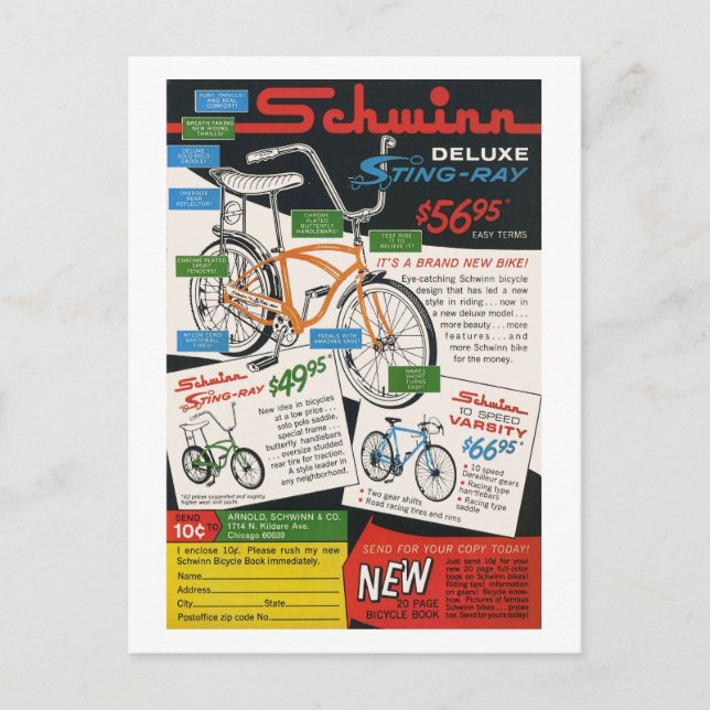 Carte Postale Publicité pour vélo vintage (Devant)