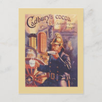 Publicité vintage, Cacao Cadbury, Pompier