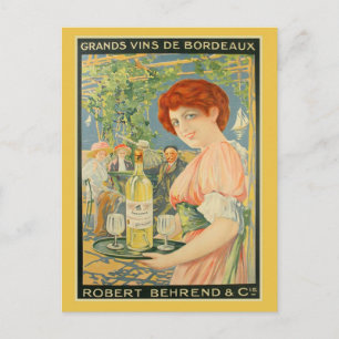 Carte Postale Publicité vintage de vin bordeaux blanc