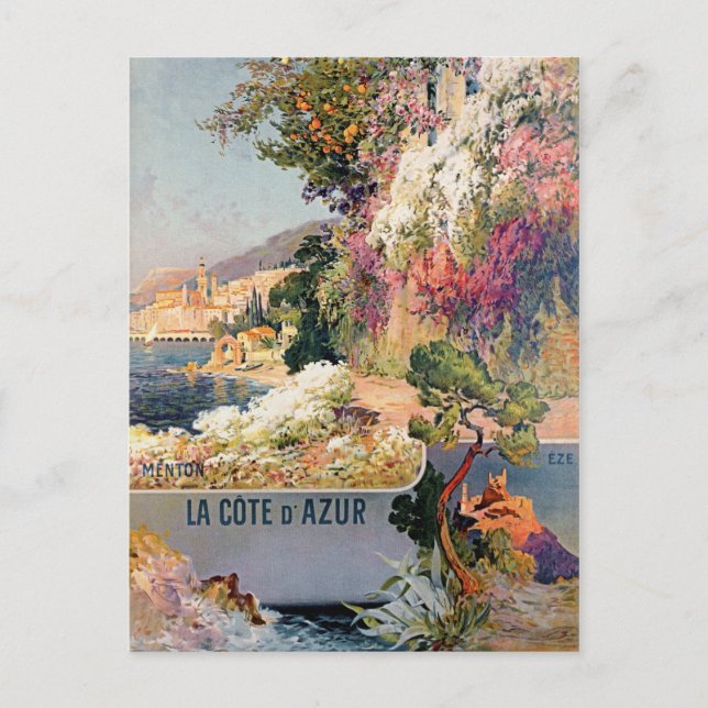 Carte Postale Publicité vintage de voyage Côte d'Azur (Devant)