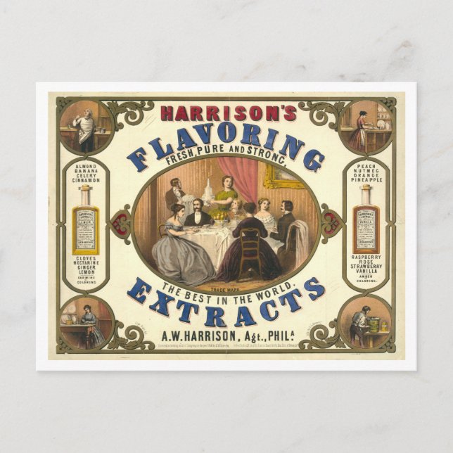 Carte Postale Publicité vintage Extrait d'aromatisation de Harri (Devant)