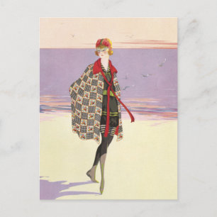 Carte Postale Publicité vintage - Girl on Beach