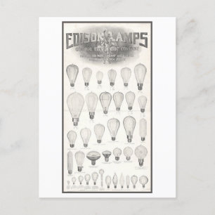 Carte Postale Publicité vintage Lampes à lumière Edison