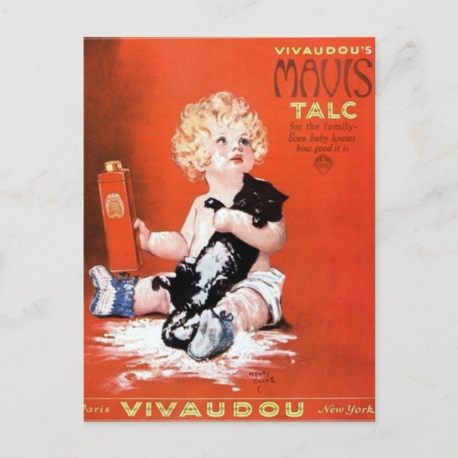 Carte Postale Publicité vintage Mavis Talcum Powder (Devant)