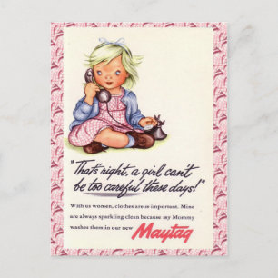 Carte Postale Publicité vintage, Maytag, téléphone pour petite f
