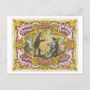 Carte Postale Publicité vintage : Médecine brevetée pour vers