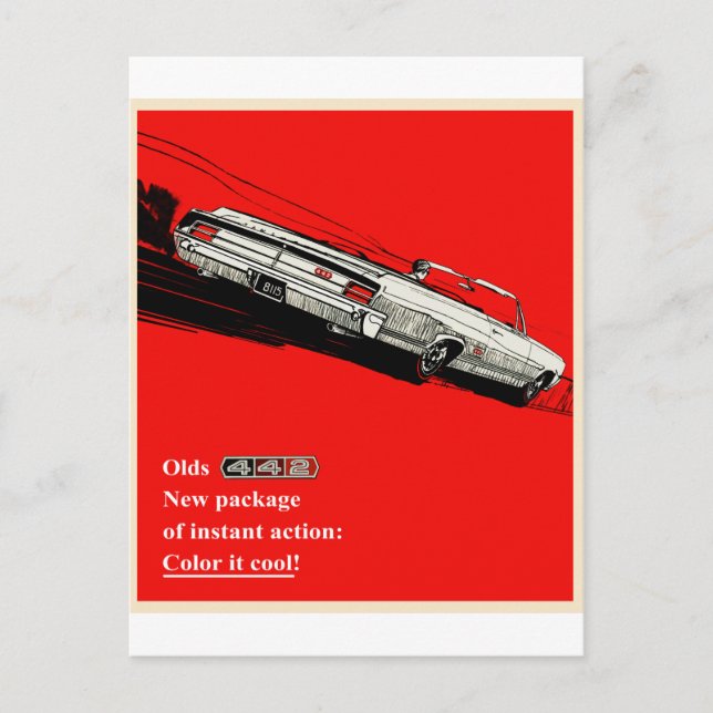 Carte Postale Publicité vintage Oldsmobile 442 (Devant)