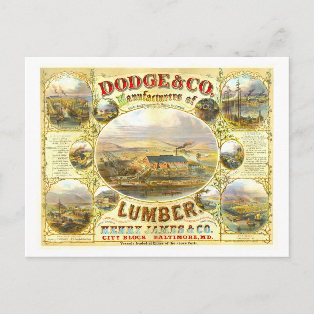Carte Postale Publicité vintage pour Dodge & Co. Lumber (Devant)