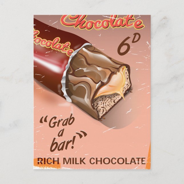 Carte Postale Publicité vintage pour le chocolat. (Devant)