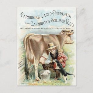 Carte Postale publicité vintage pour les producteurs laitiers