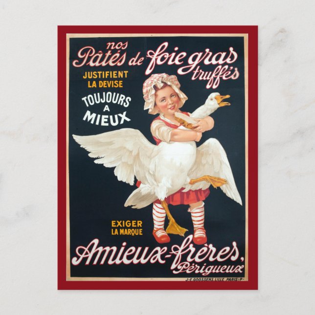 Carte Postale Publicité vintage pour Pâté de Foie Gras (Devant)