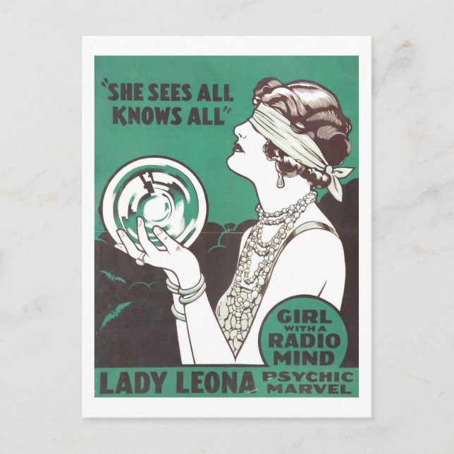 Carte Postale Publicité vintage pour Psychic Lady Leona (Devant)