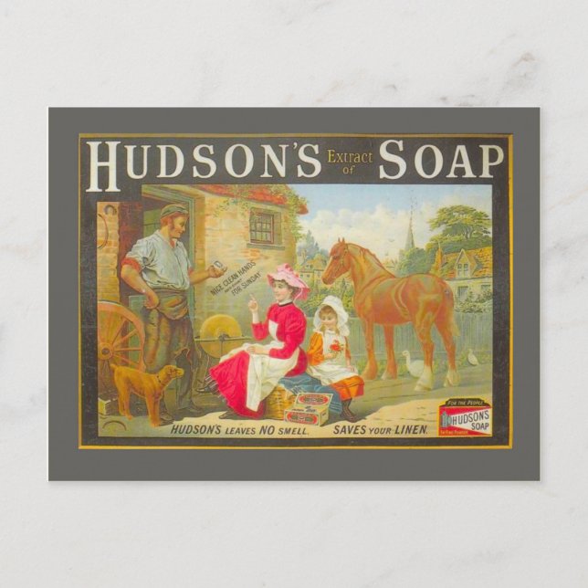 Carte Postale Publicité vintage, savon Hudson (Devant)