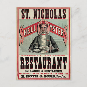 Carte Postale Publicité Vintage Shell Oysters
