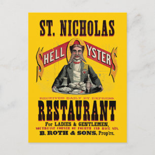 Carte Postale Publicité Vintage Shell Oysters