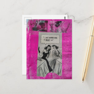Carte Postale Publicités vintage pour femmes sur collage rose