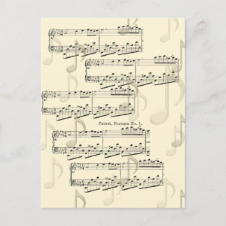 Carte Postale Publier une note Musicale Chopin Nocturne romantiq