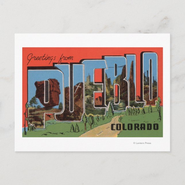 Carte Postale Pueblo, Colorado - Scènes de grandes lettres (Devant)