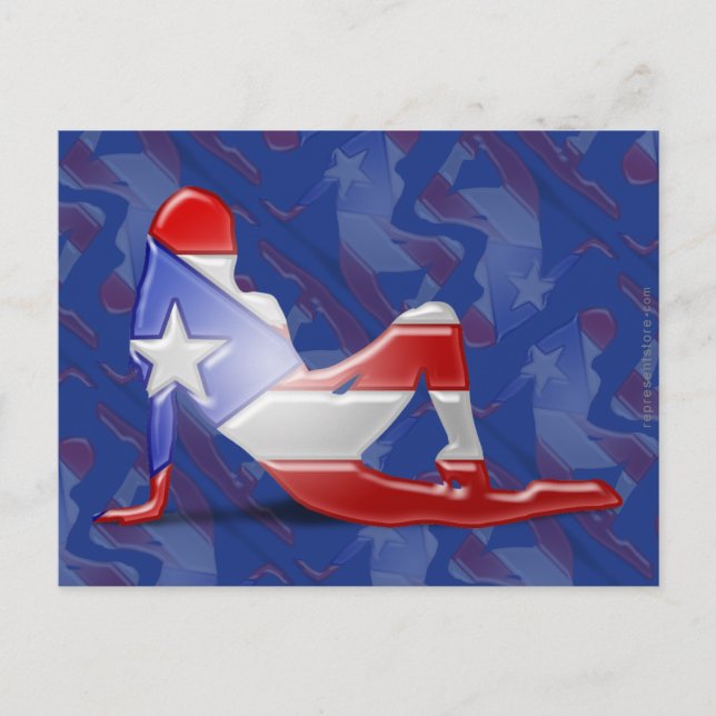 Carte Postale Puerto Rican Girl Silhouette Flag (Devant)