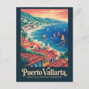 Carte Postale Puerto Vallarta Mexique Illustration de voyage de