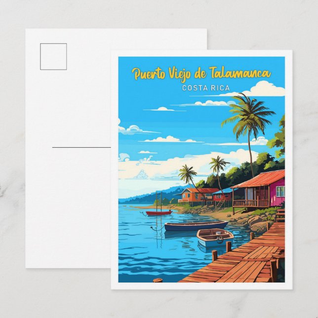 Carte Postale Puerto Viejo de Talamanca Costa Rica Art Travel (Devant / Derrière)