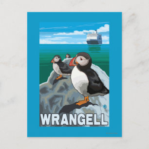 Carte Postale Puffins & Cruise Ship - Wrangell, Alaska