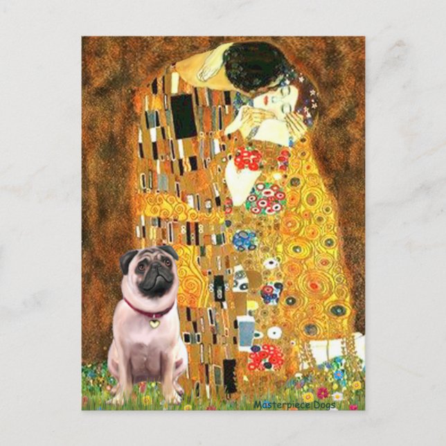 Carte Postale Pug 1 - Le Baiser (Devant)